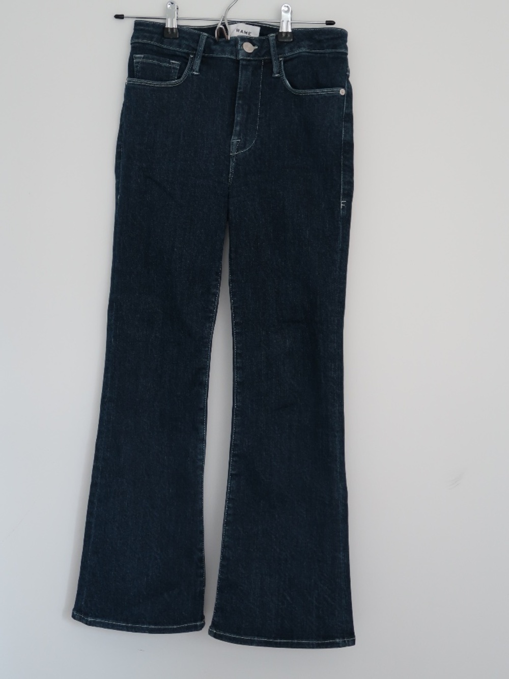 FRAME Le One  Crop Mini Boot, size 1, medium rise, dark wash